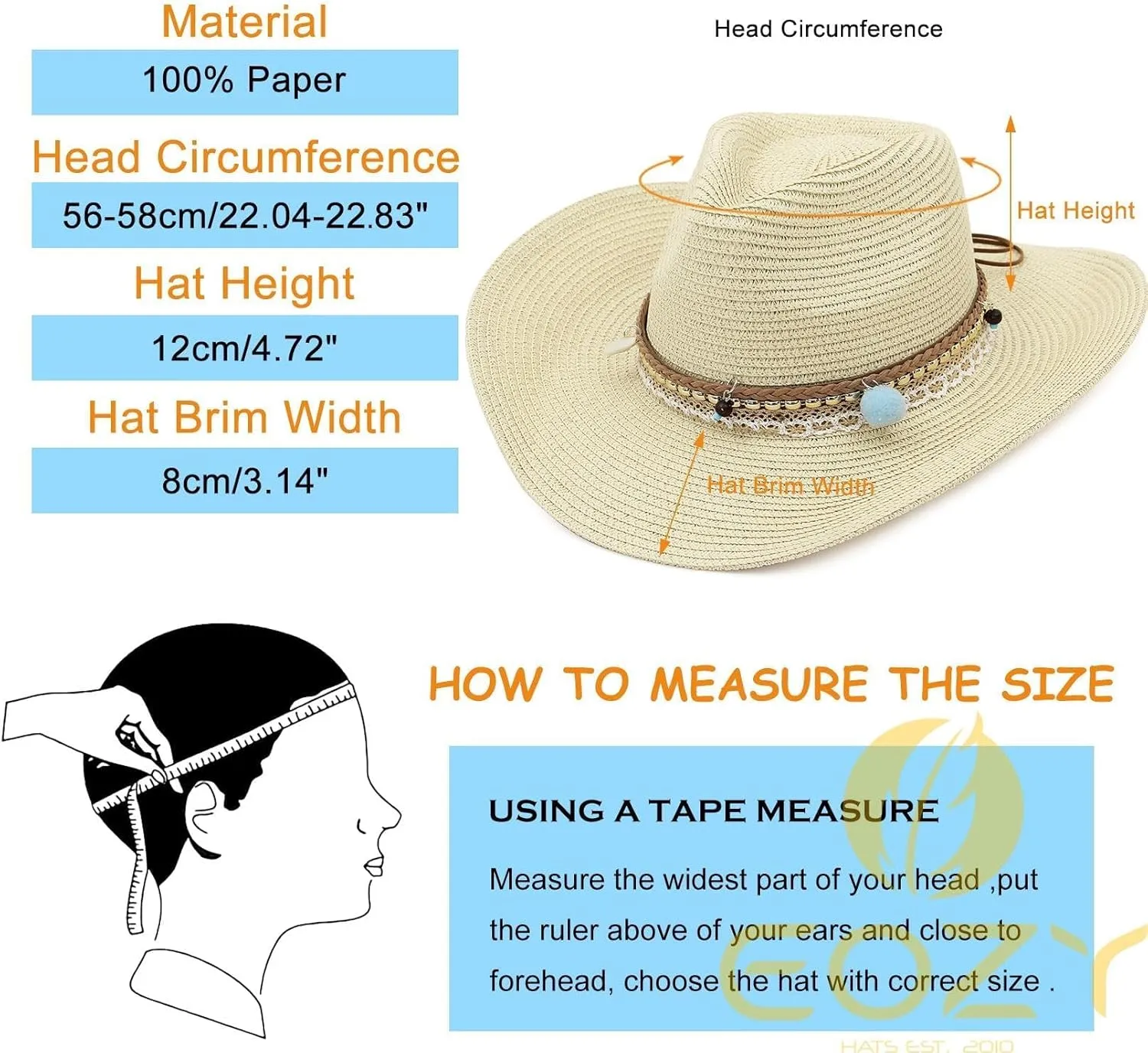 Straw Cowboy Hat for Women Men Girls Roll up Wide Brim Western Cowgirl Summer Beach Sun Hats
