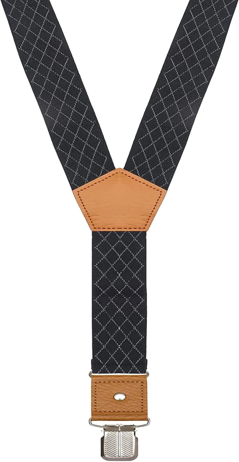 Suspenders for Men Adjustable Y Back Elastic with Strong Clips