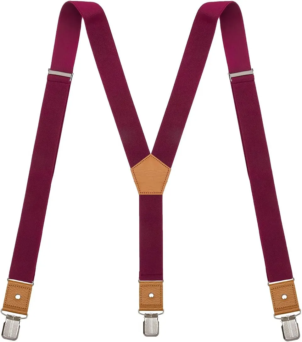 Suspenders for Men Adjustable Y Back Elastic with Strong Clips
