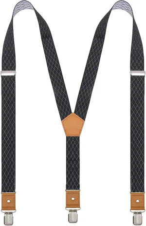 Suspenders for Men Adjustable Y Back Elastic with Strong Clips