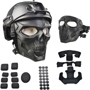 Tactical Mask Protective Full Face Clear Goggle Skull mask Dual Mode Wearing Design Adjustable Strap
