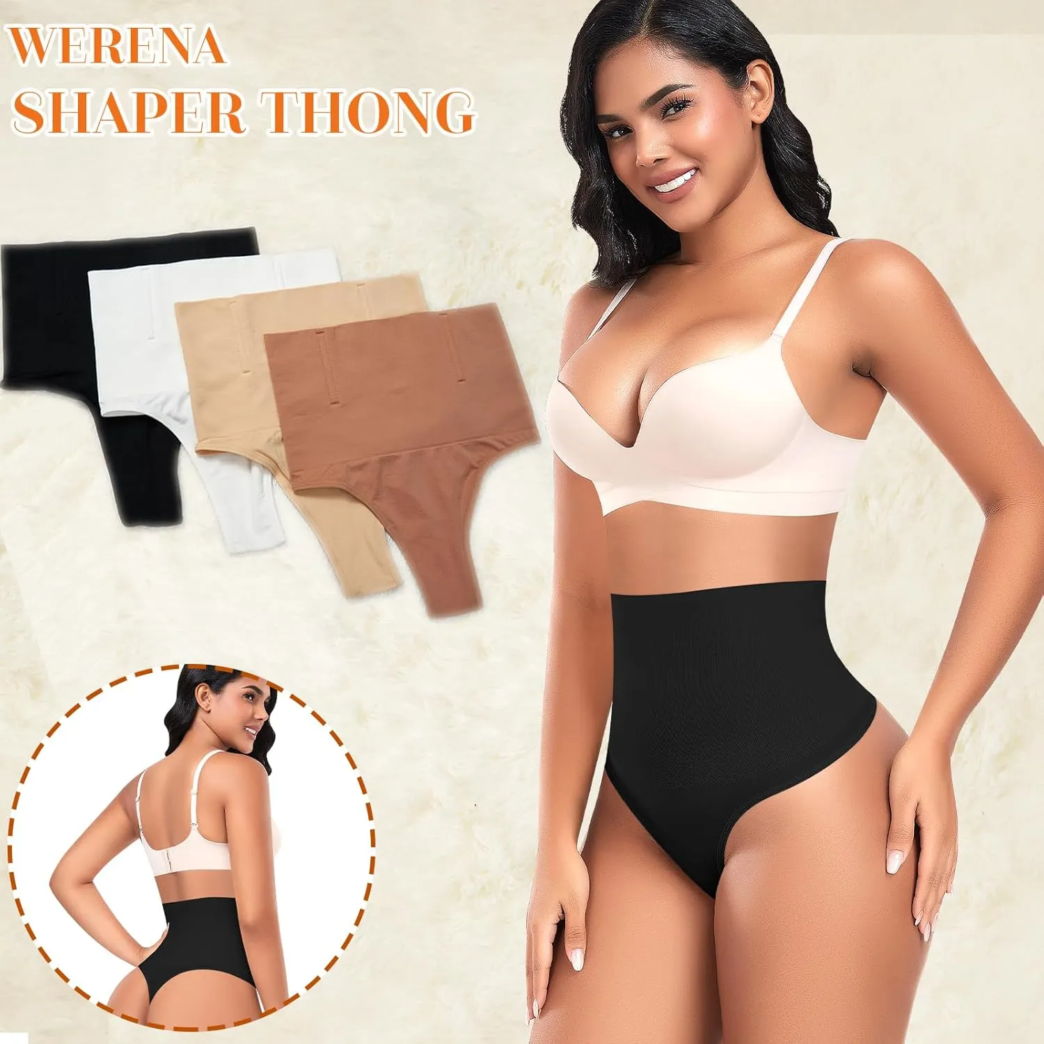 Tummy Control Thong Shapewear for Women High Waisted Body Shaper Panties Shaping Thong Girdle Underwear