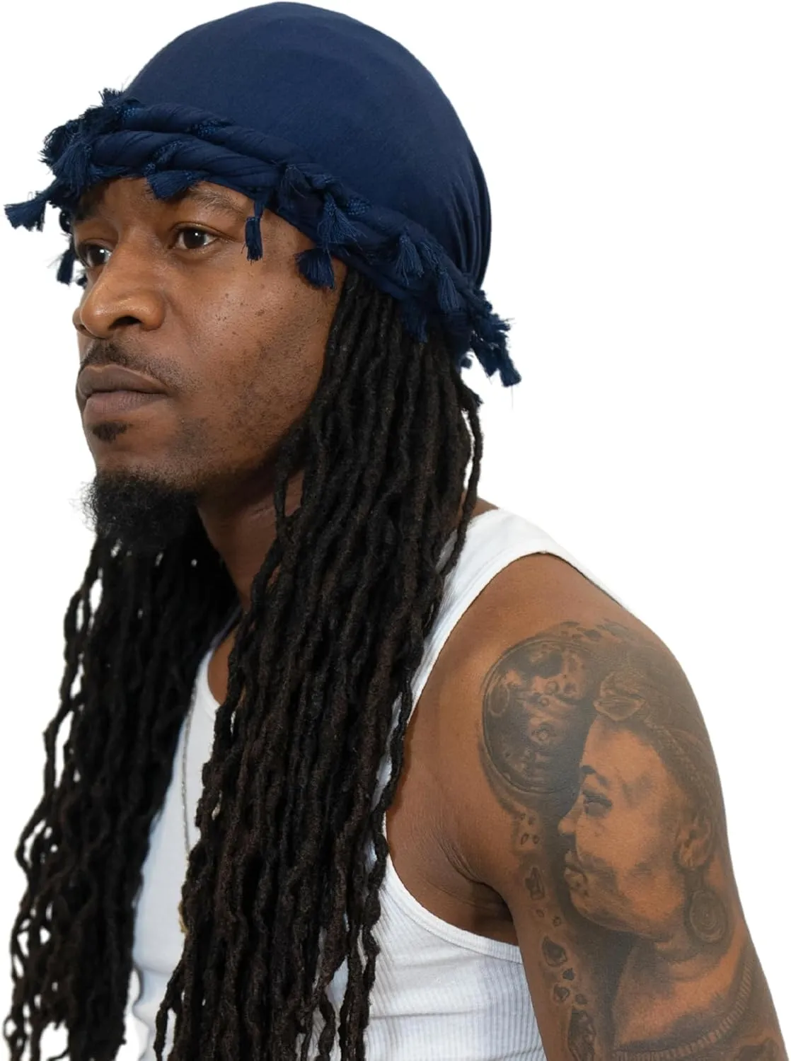Veeta Superior Halo Turban Silk Satin Lined Head Wrap, Pre-Tied Tassel Turban for Men & Women, Turban Durag Wave Cap