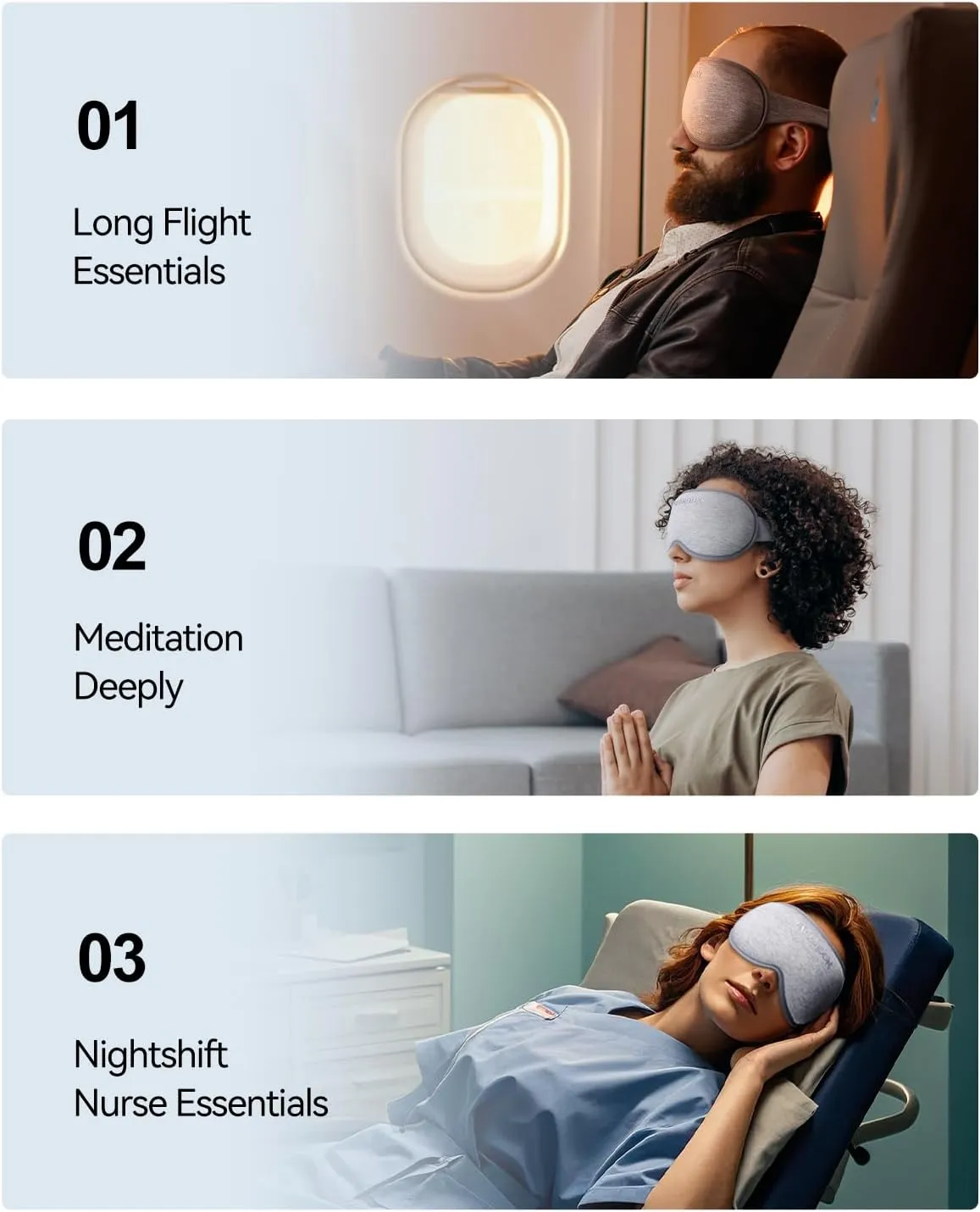 Weighted Eye Mask for Sleeping - Blackout Sleep Mask for Women Men, FACEMOON Lash Extension Eye Covers, Memory Foam, 3D Contoured, Airplane Travel Essentials, Blindfold for Meditation(Gray)