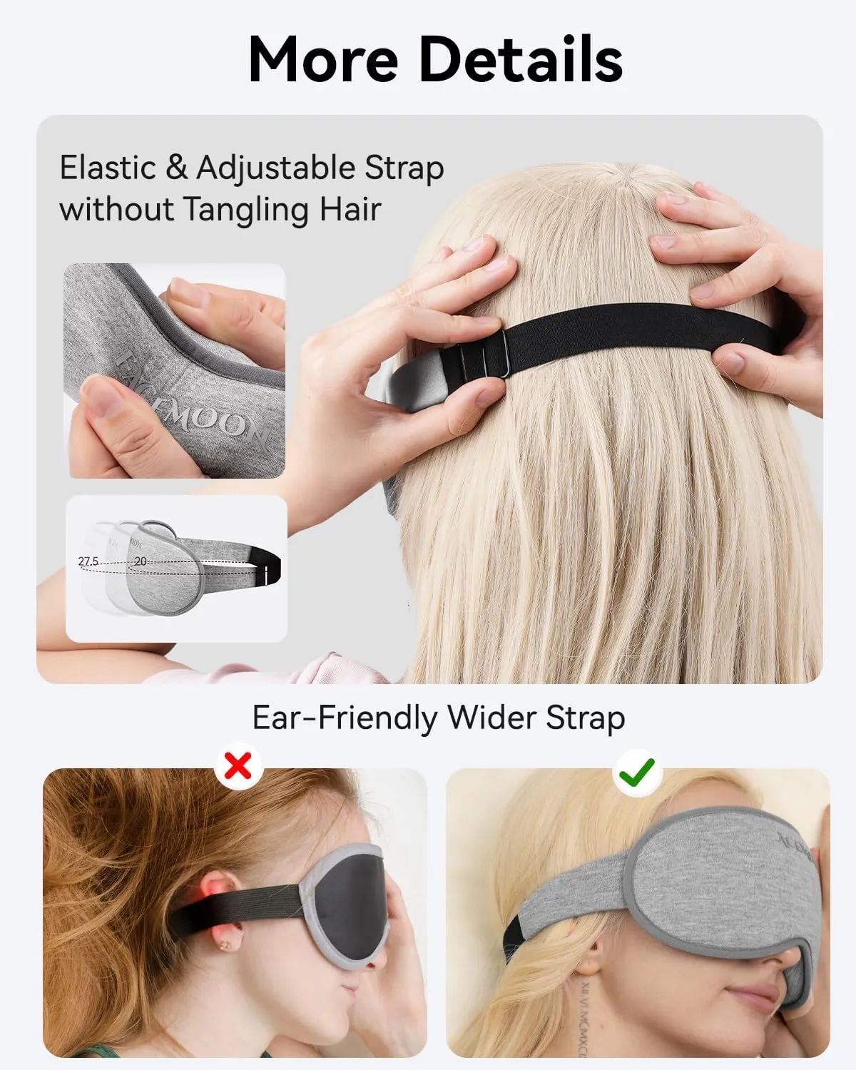 Weighted Eye Mask for Sleeping - Blackout Sleep Mask for Women Men, FACEMOON Lash Extension Eye Covers, Memory Foam, 3D Contoured, Airplane Travel Essentials, Blindfold for Meditation(Gray)