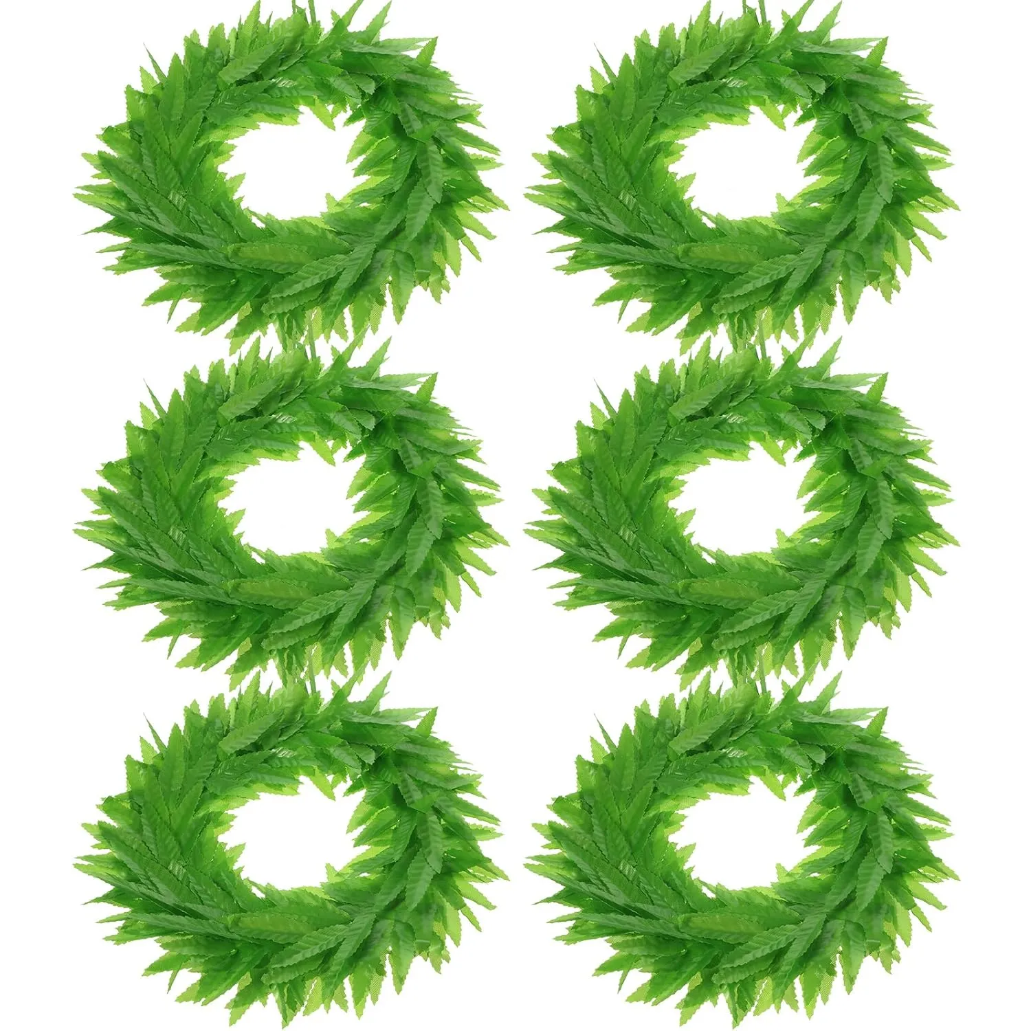 WILLBOND 6 Pieces Tropical Fern Leaf Headband Hawaiian Tropical Leis Headband Knitted Fabric Toga Headwear Leaf Crown