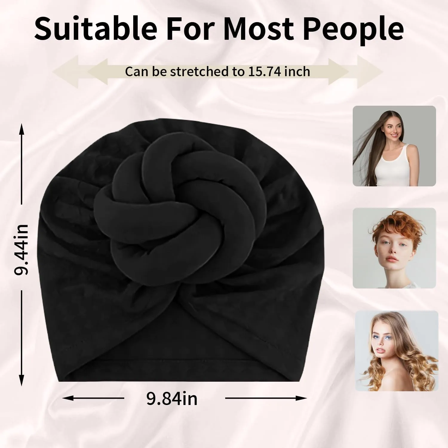 Women Turbans and Head Wraps, Women African Turban Flower Knot Pre-Tied Bonnet Beanie Cap Headwrap
