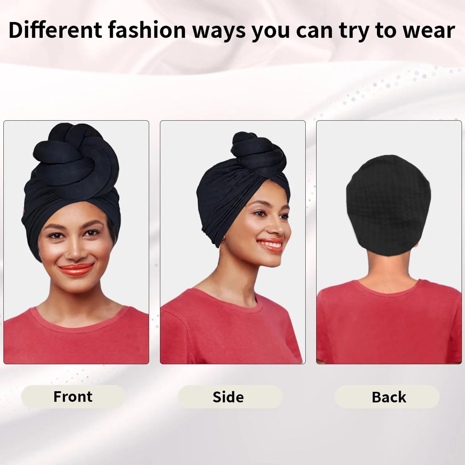 Women Turbans and Head Wraps, Women African Turban Flower Knot Pre-Tied Bonnet Beanie Cap Headwrap